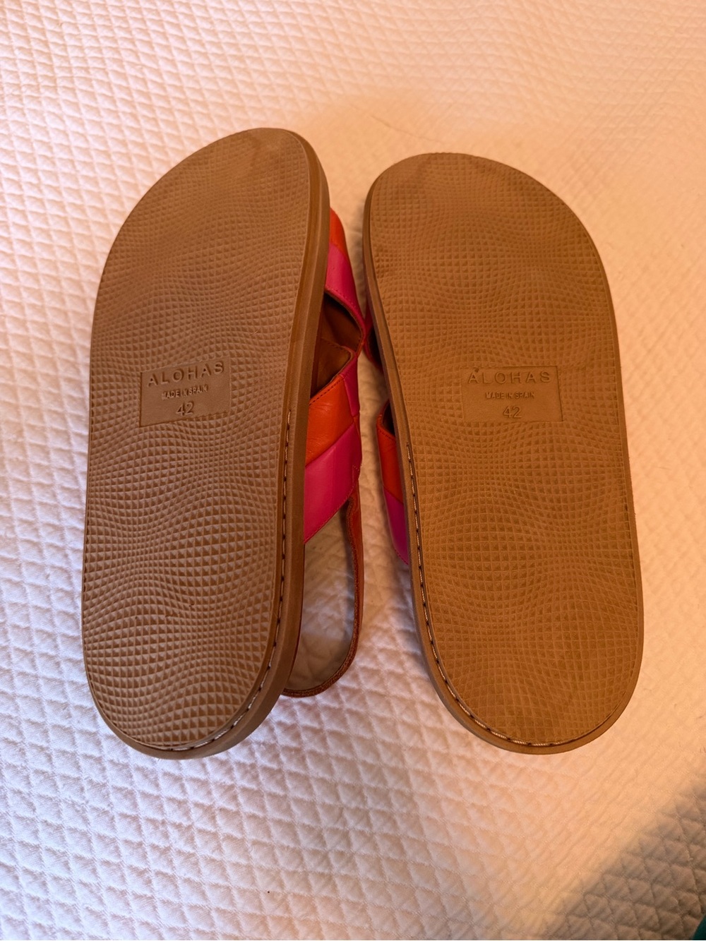 Alohas Scacchi Marshmallow Pink & Orange Leather Sandals Size 11 - Picture 5 of 5
